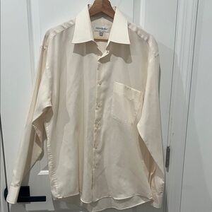 Yves Saint Laurent Men's Cream Dress Shirt Size Medium, 15.5, 34-35